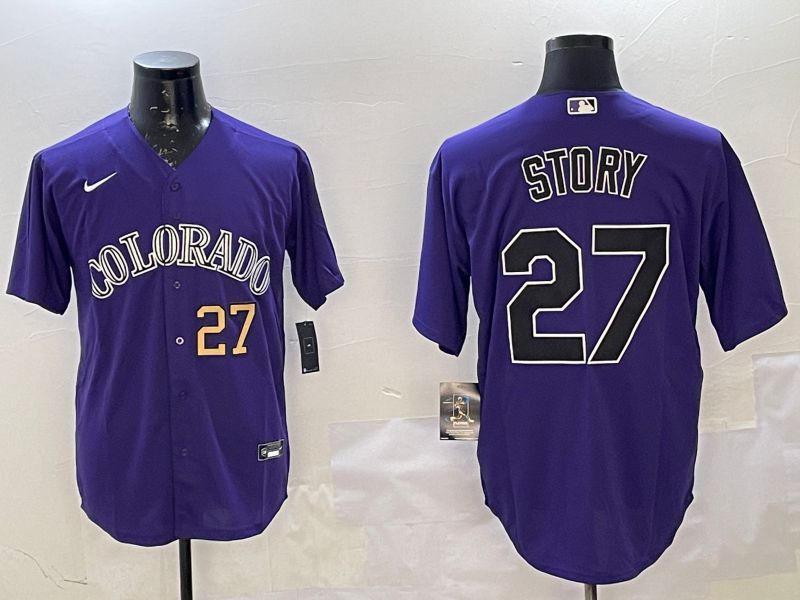 Men Colorado Rockies #27 Story Purple Game 2025 Nike MLB Jersey style 4->colorado rockies->MLB Jersey